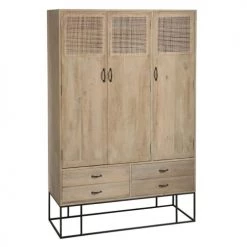 Calicosy Commodes Et Cabinets Armoire 3 Portes Et 4 Tiroirs Bois De Manguier