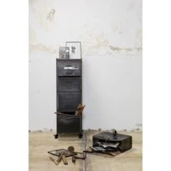 Bepurehome Commodes Et Cabinets Armoire á Roulettes En Métal Noir Et 5 Tiroirs -Coffres et malles Soldes armoire a roulettes en metal noir et 5 tiroirs 2