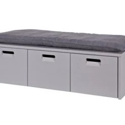 VtWonen Coffres Et Malles Banc Coffre De Rangement Bois De Pin Gris 120x50 Cm -Coffres et malles Soldes banc coffre de rangement bois de pin gris 120x50 cm 4