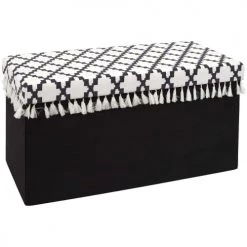 The Home Deco Factory Coffres Et Malles Banc Coffre Noir Pliable Couvercle Ă Motifs Pampilles Mirage