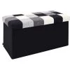 The Home Deco Factory Coffres Et Malles Banc Coffre Noir Pliable Couvercle à Motifs Patchwork Noir Et Blanc