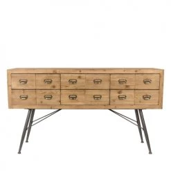 Dutchbone Commodes Et Cabinets Buffet En Bois Clair Et Métal 12 Tiroirs