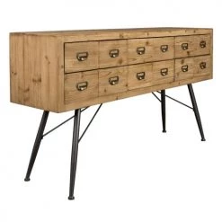 Dutchbone Commodes Et Cabinets Buffet En Bois Clair Et Métal 12 Tiroirs -Coffres et malles Soldes buffet en bois clair et metal 12 tiroirs 3