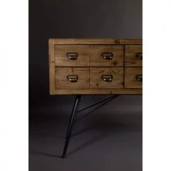Dutchbone Commodes Et Cabinets Buffet En Bois Clair Et Métal 12 Tiroirs -Coffres et malles Soldes buffet en bois clair et metal 12 tiroirs 4