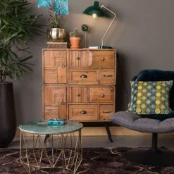 Dutchbone Commodes Et Cabinets Buffet Vintage Bois 2 Portes 8 Tiroirs -Coffres et malles Soldes buffet vintage bois 2 portes 8 tiroirs 2