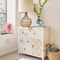 Maisons Du Monde Commodes Et Cabinets Cabinet De Rangement 1 Porte 5 Tiroirs Blanc Motifs Sérigraphiés Multicolores -Coffres et malles Soldes cabinet de rangement 1 porte 5 tiroirs blanc motifs serigraphies multicolores 1000 7 11 221534 4