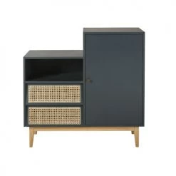 Maisons Du Monde Commodes Et Cabinets Cabinet De Rangement 1 Porte Et 2 Tiroirs En Cannage Vert De Gris