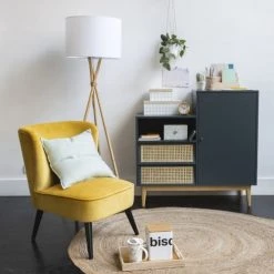 Maisons Du Monde Commodes Et Cabinets Cabinet De Rangement 1 Porte Et 2 Tiroirs En Cannage Vert De Gris -Coffres et malles Soldes cabinet de rangement 1 porte et 2 tiroirs en cannage vert de gris 1000 7 24 209124 4