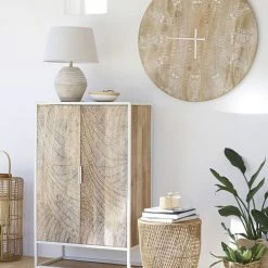 Maisons Du Monde Commodes Et Cabinets Cabinet De Rangement 2 Portes En Manguier Massif Sculpté -Coffres et malles Soldes cabinet de rangement 2 portes en manguier massif sculpte 1000 14 22 199118 4