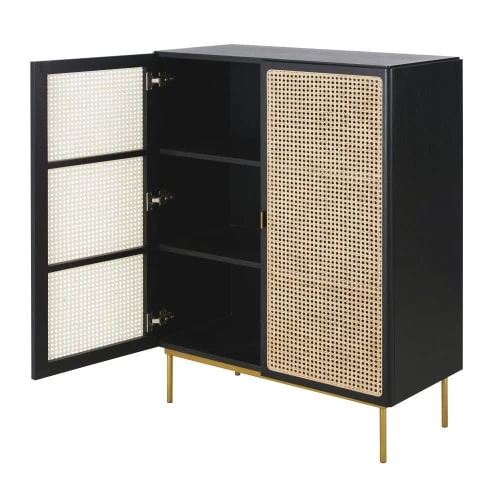 Maisons Du Monde Commodes Et Cabinets Cabinet De Rangement 2 Portes Noir Cannage En Rotin 4 Maisons Du Monde Commodes Et Cabinets Cabinet De Rangement 2 Portes Noir Cannage En Rotin – Image 2
