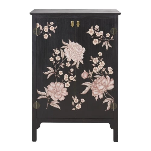 Maisons Du Monde Commodes Et Cabinets Cabinet De Rangement 2 Portes Noir Imprimé Floral 3 Maisons Du Monde Commodes Et Cabinets Cabinet De Rangement 2 Portes Noir Imprimé Floral