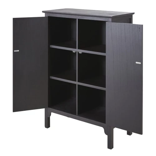 Maisons Du Monde Commodes Et Cabinets Cabinet De Rangement 2 Portes Noir Imprimé Floral 4 Maisons Du Monde Commodes Et Cabinets Cabinet De Rangement 2 Portes Noir Imprimé Floral – Image 2