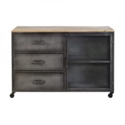 Maisons Du Monde Commodes Et Cabinets Cabinet De Rangement 3 Tiroirs 1 Porte En Métal Et Sapin