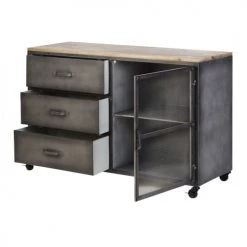 Maisons Du Monde Commodes Et Cabinets Cabinet De Rangement 3 Tiroirs 1 Porte En Métal Et Sapin -Coffres et malles Soldes cabinet de rangement 3 tiroirs 1 porte en metal et sapin 1000 16 12 192507 3