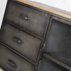 Maisons Du Monde Commodes Et Cabinets Cabinet De Rangement 3 Tiroirs 1 Porte En Métal Et Sapin -Coffres et malles Soldes cabinet de rangement 3 tiroirs 1 porte en metal et sapin 1000 16 12 192507 4