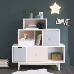 Maisons Du Monde Commodes Et Cabinets Cabinet De Rangement 4 Tiroirs Blanc, Rose Et Gris 12 Maisons Du Monde Commodes Et Cabinets Cabinet De Rangement 4 Tiroirs Blanc, Rose Et Gris -Coffres et malles Soldes cabinet de rangement 4 tiroirs blanc rose et gris 1000 0 39 150263 7