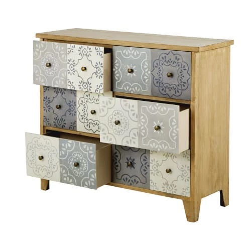 Maisons Du Monde Commodes Et Cabinets Cabinet De Rangement 6 Tiroirs En Trompe L'œil Motifs Arabesques Verts 4 Maisons Du Monde Commodes Et Cabinets Cabinet De Rangement 6 Tiroirs En Trompe L'œil Motifs Arabesques Verts – Image 2