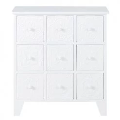 Maisons Du Monde Commodes Et Cabinets Cabinet De Rangement 9 Tiroirs Blanc Motifs Arabesques