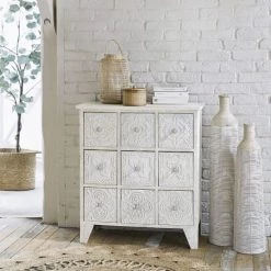 Maisons Du Monde Commodes Et Cabinets Cabinet De Rangement 9 Tiroirs Blanc Motifs Arabesques -Coffres et malles Soldes cabinet de rangement 9 tiroirs blanc motifs arabesques 1000 8 37 199010 8