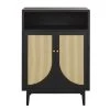 Maisons Du Monde Commodes Et Cabinets Cabinet De Rangement Vintage 2 Portes Noir Et Cannage En Rotin