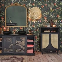 Maisons Du Monde Commodes Et Cabinets Cabinet De Rangement Vintage 2 Portes Noir Et Cannage En Rotin -Coffres et malles Soldes cabinet de rangement vintage 2 portes noir et cannage en rotin 1000 6 15 219816 4