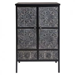 Maisons Du Monde Commodes Et Cabinets Cabinet En Métal Et Manguier Sculpté