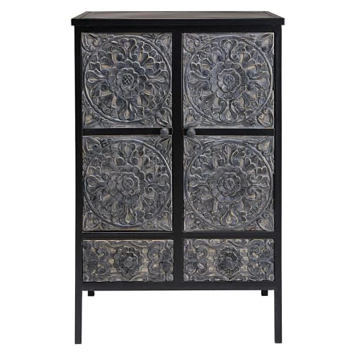 Maisons Du Monde Commodes Et Cabinets Cabinet En Métal Et Manguier Sculpté 3 Maisons Du Monde Commodes Et Cabinets Cabinet En Métal Et Manguier Sculpté