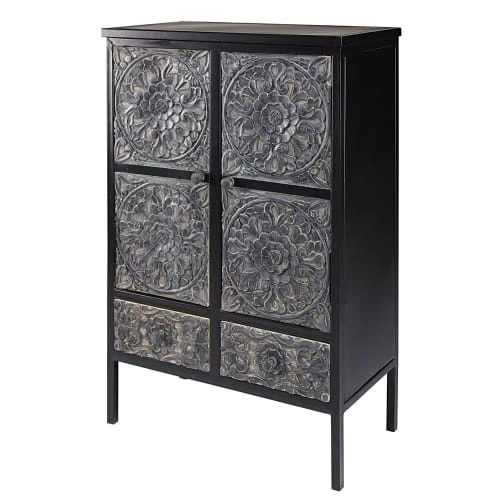 Maisons Du Monde Commodes Et Cabinets Cabinet En Métal Et Manguier Sculpté 4 Maisons Du Monde Commodes Et Cabinets Cabinet En Métal Et Manguier Sculpté – Image 2