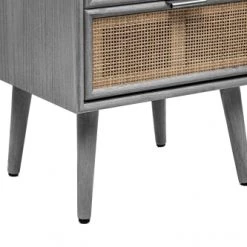 Nordlys Commodes Et Cabinets Chiffonnier 3 Tiroirs En Bois Et Rotin Gris -Coffres et malles Soldes chiffonnier 3 tiroirs en bois et rotin gris 5