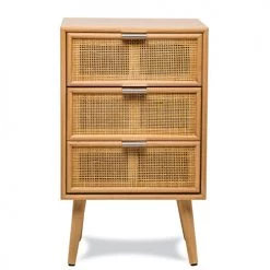 Nordlys Commodes Et Cabinets Chiffonnier 3 Tiroirs En Bois Et Rotin Naturel -Coffres et malles Soldes chiffonnier 3 tiroirs en bois et rotin naturel 2