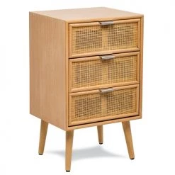 Nordlys Commodes Et Cabinets Chiffonnier 3 Tiroirs En Bois Et Rotin Naturel
