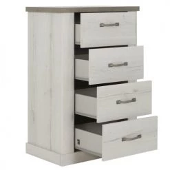Calicosy Commodes Et Cabinets Chiffonnier 4 Tiroirs - Décor Chêne Blanchi -Coffres et malles Soldes chiffonnier 4 tiroirs decor chene blanchi 2