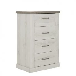 Calicosy Commodes Et Cabinets Chiffonnier 4 Tiroirs - Décor Chêne Blanchi -Coffres et malles Soldes chiffonnier 4 tiroirs decor chene blanchi 3