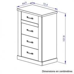 Calicosy Commodes Et Cabinets Chiffonnier 4 Tiroirs - Décor Chêne Blanchi -Coffres et malles Soldes chiffonnier 4 tiroirs decor chene blanchi 4