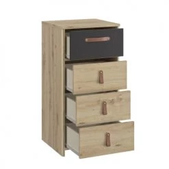 Calicosy Commodes Et Cabinets Chiffonnier 4 Tiroirs Style Industriel - Marron -Coffres et malles Soldes chiffonnier 4 tiroirs style industriel marron 2