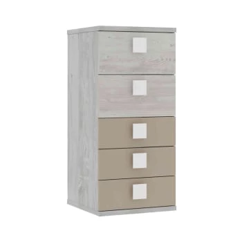 Terre De Nuit Commodes Et Cabinets Chiffonnier 5 Tiroirs En Bois Gris Clair Et Jaune 7 Terre De Nuit Commodes Et Cabinets Chiffonnier 5 Tiroirs En Bois Gris Clair Et Jaune – Image 5
