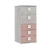 Terre De Nuit Commodes Et Cabinets Chiffonnier 5 Tiroirs En Bois Gris Clair Et Rose -Coffres et malles Soldes chiffonnier 5 tiroirs en bois gris clair et rose
