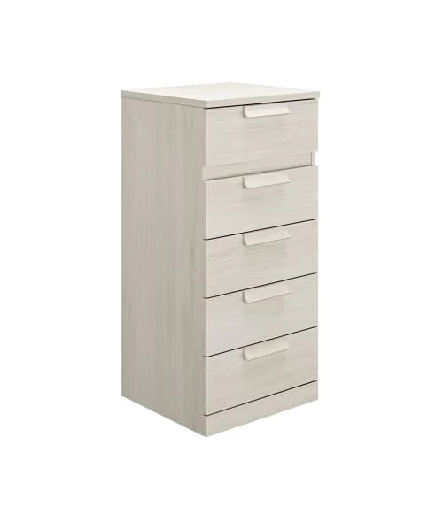 Calicosy Commodes Et Cabinets Chiffonnier 5 Tiroirs H105cm - Beige 4 Calicosy Commodes Et Cabinets Chiffonnier 5 Tiroirs H105cm - Beige – Image 2