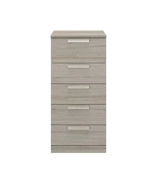 Calicosy Commodes Et Cabinets Chiffonnier 5 Tiroirs H105cm - Gris 4 Calicosy Commodes Et Cabinets Chiffonnier 5 Tiroirs H105cm - Gris – Image 2