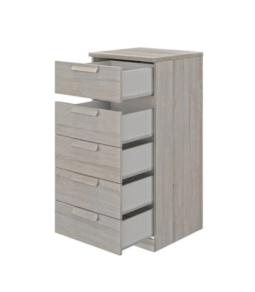 Calicosy Commodes Et Cabinets Chiffonnier 5 Tiroirs H105cm - Gris 5 Calicosy Commodes Et Cabinets Chiffonnier 5 Tiroirs H105cm - Gris – Image 3