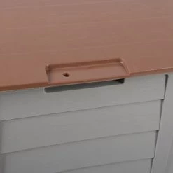 Mobili Rebecca Coffres Et Malles Coffre D'extérieur 290 L En Plastique Marron Et Gris -Coffres et malles Soldes coffre d exterieur 290 l en plastique marron et gris 5