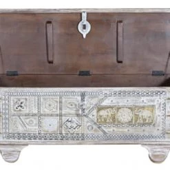 GINER Y COLOMER Coffres Et Malles Coffre En Bois De Manguier Blanc Vieilli -Coffres et malles Soldes coffre en bois de manguier blanc vieilli 2