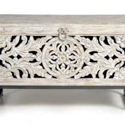 GINER Y COLOMER Coffres Et Malles Coffre En Manguier Et Pieds En Métal Blanc Vieilli