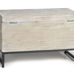 GINER Y COLOMER Coffres Et Malles Coffre En Manguier Et Pieds En Métal Blanc Vieilli -Coffres et malles Soldes coffre en manguier et pieds en metal blanc vieilli 4