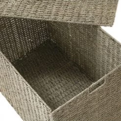 Casâme Coffres Et Malles Coffre Pliable En Jonc De Mer Avec Couvercle - Marron -Coffres et malles Soldes coffre pliable en jonc de mer avec couvercle marron 5