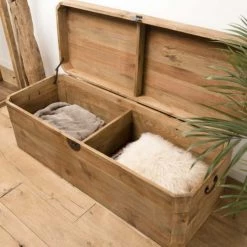 MACABANE Coffres Et Malles Coffre Rangement En Pin Recyclé Et Poignées En Métal Noir -Coffres et malles Soldes coffre rangement en pin recycle et poignees en metal noir 2