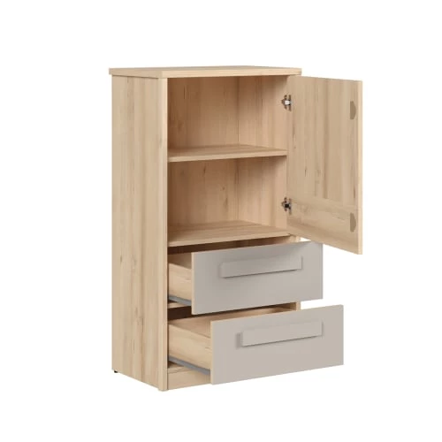 Brw Commodes Et Cabinets Commode 1 Porte 2 Tiroir Naturel Gris Et Blanc 4 Brw Commodes Et Cabinets Commode 1 Porte 2 Tiroir Naturel Gris Et Blanc – Image 2