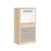 Brw Commodes Et Cabinets Commode 1 Porte 2 Tiroir Naturel Gris Et Blanc -Coffres et malles Soldes commode 1 porte 2 tiroir naturel gris et blanc
