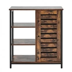 Beliani Commodes Et Cabinets Commode 1 Porte Effet Bois Foncé Noir -Coffres et malles Soldes commode 1 porte effet bois fonce noir 2