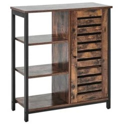 Beliani Commodes Et Cabinets Commode 1 Porte Effet Bois Foncé Noir